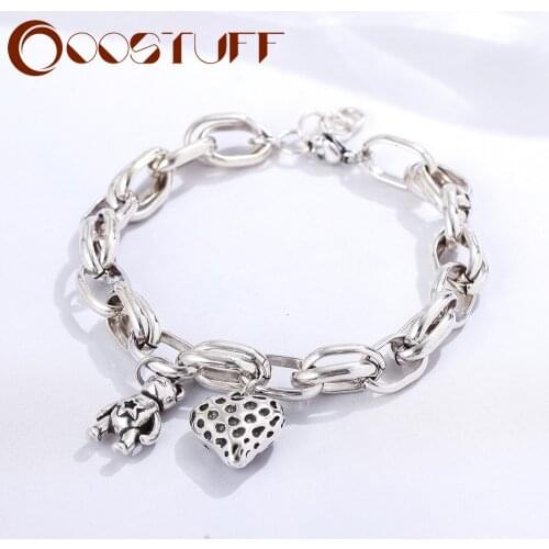 Trend Bracelets & Bangles with Suspension Little Bear Jewelry for Women Silver Color Pendants Korean Unusual Thing Accessories