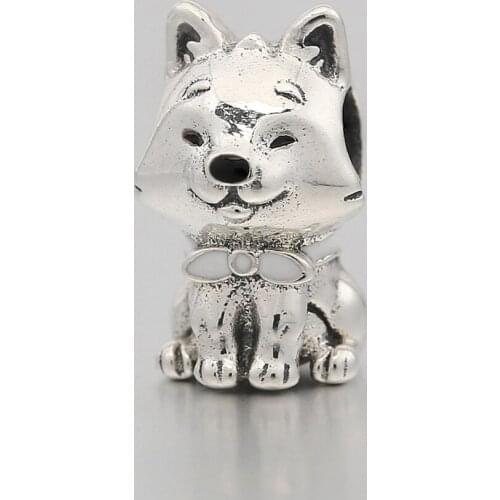 Authentic S925 Silver Bead Cute Dog Charm fit Lady Bracelet Bangle DIY Jewelry