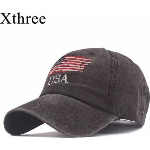 Xthree USA Flag Baseball Cap Cotton Snapback Hat Embroidery Bone Women Baseball Cap Men Gorras Casual Casquette Men Baseball Hat