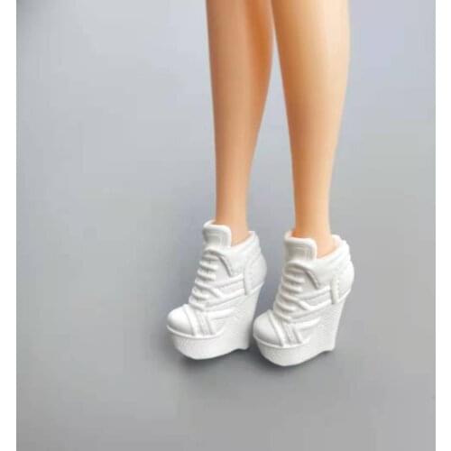 11.5" Doll Boots For Barbie Doll Shoes White High Heel Booties Princess Foot Wear Sandals For Barbie Accessories 1/6 Toys Gifts