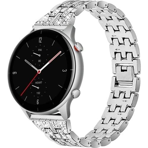 20 22MM Diamond Luxury Wrist Strap for Huami Amazfit Watch GTS 2/Bip Band Loop Steel Bracelet for Amazfit GTR 42/47mm 2/2e Watch