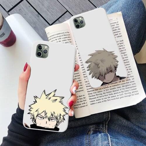 Anime My Hero Academia Phone Case White Candy Color for iPhone 6 7 8 11 12 s mini pro X XS XR MAX Plus