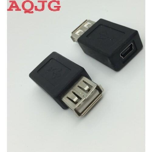 Black USB 2.0 Type A Female to mini USB B Female Adapter Plug Converter MINI 5P USB To usb 2.0 For computer OTG Adaptor New AQJG