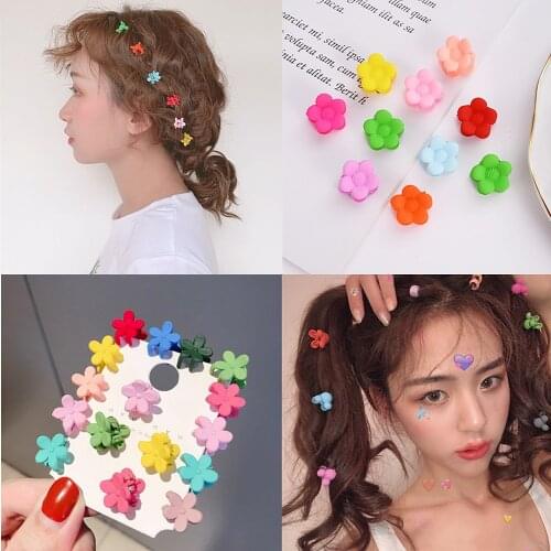 10 /20pcs New Fashion Baby Girls Small Hair Claw Cute Candy Color Flower Blossoms Jaw Clip Children Hairpin Hair Accessories