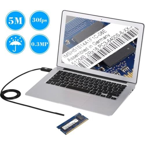 OWSOO 1/2/3/5M USB Endoscope 0.3MP Borescope 7mm Probe Camera Waterproof Inspection Borescope 6 LEDs USB Wire Snake Tube Camera