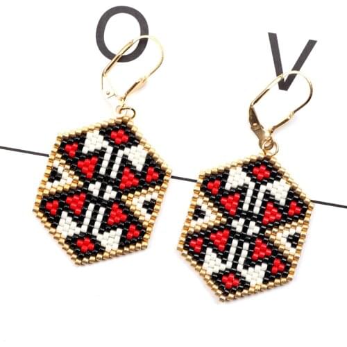 FAIRYWOO Handmade Geometric Earring Ethnic Big Earring Gold Jewelry Fashion Drop Earring Women Red Earring Accessories Wholesale