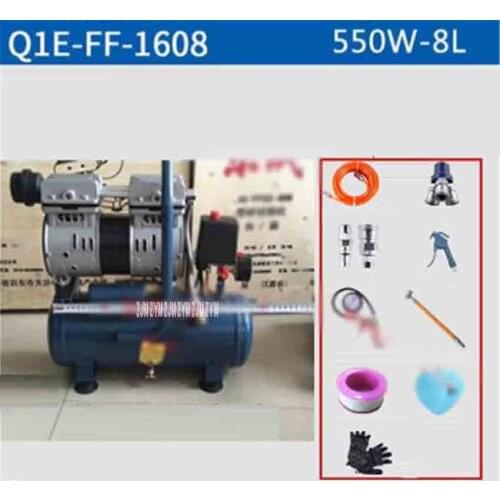 FF-1608 Small Air Compressor High Pressure Air Pump Air Pump Woodworking Oilless Silent Air Compressor 8L Gas tank volume 550W