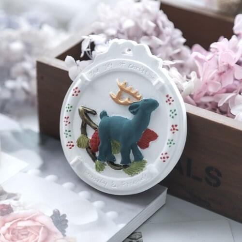 Christmas Elk Aromatherapy Plaster Mold DIY Christmas Car Hanging Mould Korean Style Silicone Molds
