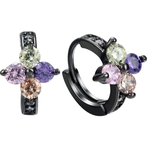 Hainon Fashion Black Gold-Color Multicolour Zircon Earrings Summer New product Jewelry for Women Cute Wedding Party Gift Earring