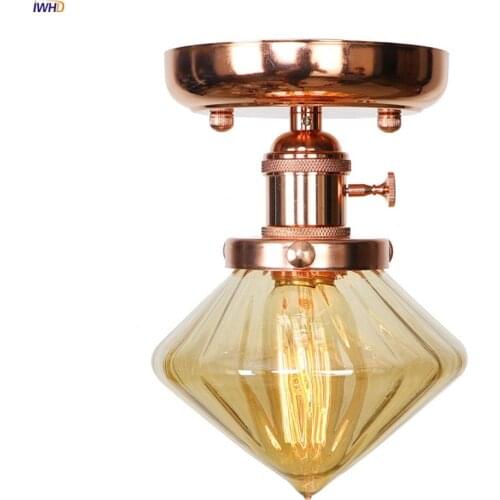 IWHD Nordic Diamond Glass Ceiling Lights For Porch Living Room Light Rose Gold Ceiling Lamp Plafon LED Lampara Techo Luminaria