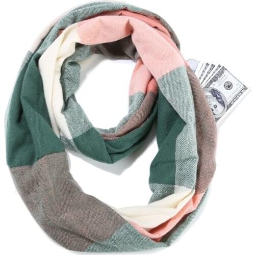 Cashmere Scarf Women Pocket Infinite Invisible Zipper Storage Travel Scarf Travel Women Scarf For Ladies