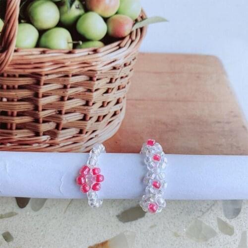 New Cute Colorful Small Flower Transparent Crystal Bead Ring For Women Girls Child Party Jewelry Valentines Day Gift