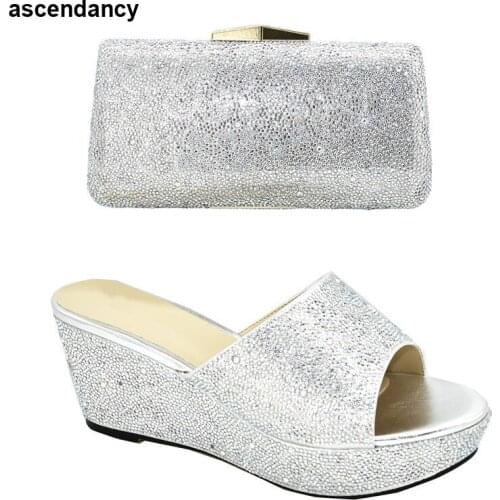 Italian In Women High Quality African Wedding Shoes Nigerian Matching Shoes and Bag Sets Italian Shoes and Bags Set Envio Gratis