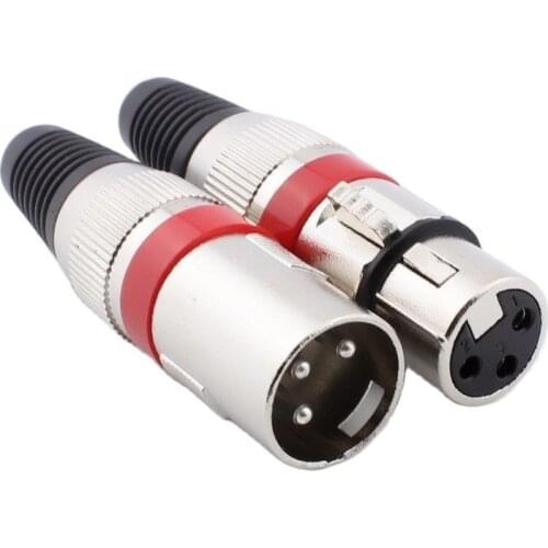 Red 3Pin male female XLRconnector for Microphone connector Speaker amplifier player Adapter 10pcs/lot