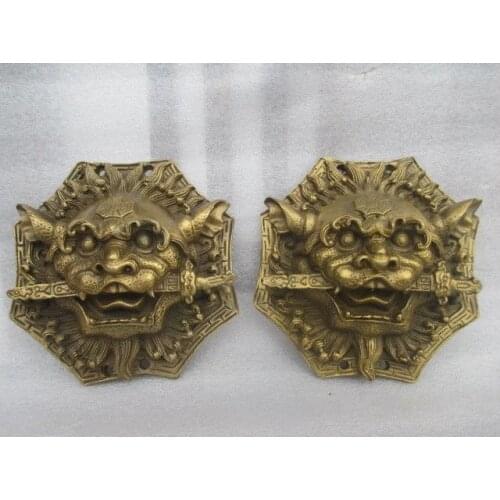 Un par de latón chino elaborado feng shui animosa Estatua de la bestia, para evitar la mala suerte