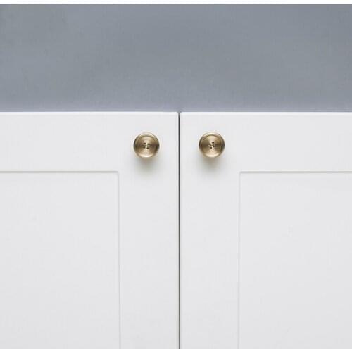 LKL Brass Handle Nordic Simple Creative Designer Gold Pure Copper Drawer Cupboard Round Button Handle Cabinet Knob