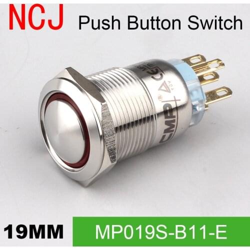 NCJ 19mm Metal Push Button Switch IP67 Maintained Alternate & Momentary push button switch with LED lamp 5A