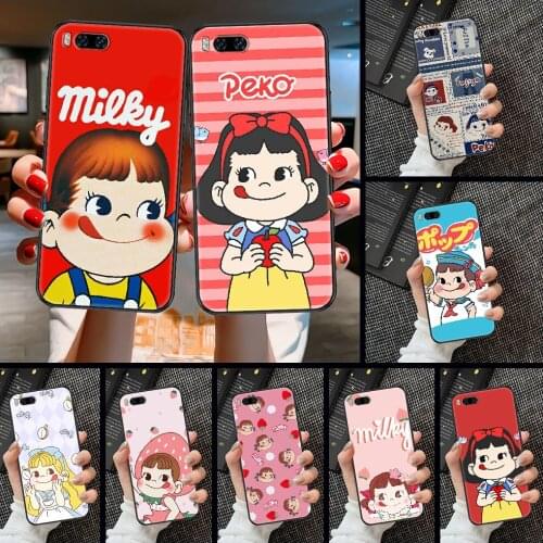 Cartoon Fujiya Peko Milky Girl Phone case For Xiaomi Mi Max Note 3 A2 A3 8 9 9T 10 Lite Pro Ultra black pretty coque 3D back