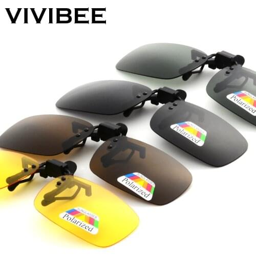 Men Polarized Flip up Clip on Fishing Sunglasses for Driving 2020 Night Vision Yellow Women Square Sun Glasses with Clips