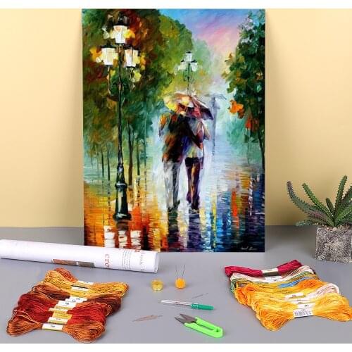 Gone With The Rain Pre-Printed 11CT Cross Stitch Kit Embroidery DMC Threads Painting Handiwork Sewing Needlework Needle Floss