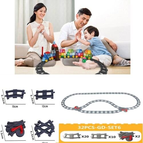 Diy Railway Transport Assemble Ets Forked Straight Curved Big Building Blocks Track Set Toys Duplo for Children Gifts
