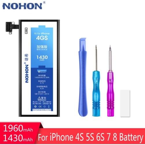 NOHON Original For iPhone 4S 5S 5C 6S 7 8 Battery iPhone7 iPhone8 7G 8G Lithium Polymer Phone Batteries Bateria Free Tools