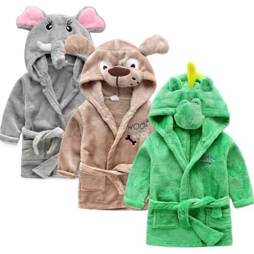 New Childrens Nightgown Flannel Cartoon Bathrobe Childrens Girl Boy Pajamas Thickened Winter Kids Sleepwear Robe Clothing