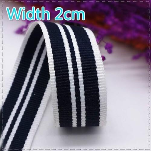New 20MM Deep blue and white polyester Stripe Embellished Webbing Sewing Material For Garment Accessories DIY Decoration 1meter