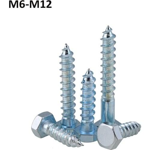 Galvanized External Hexagon Hex Cap Head Self Tapping Screws Lag Bolts For Wood M6 M8 M10 M12