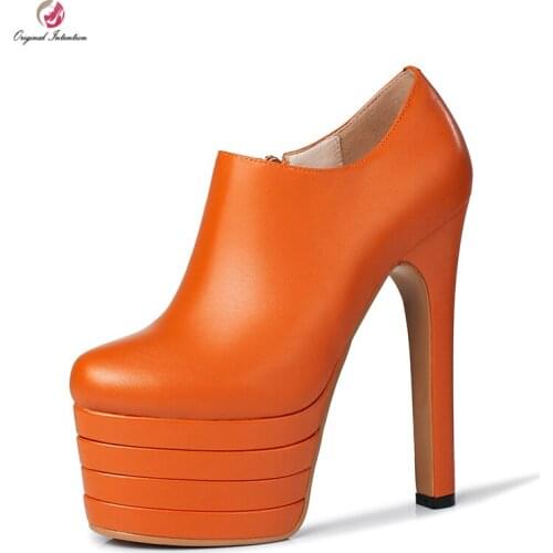 Original Intention Geniune Leather Women Stylish Platform Ankle Boots Thin High Heels Winter Boots New Shoes Woman US Size 3-9