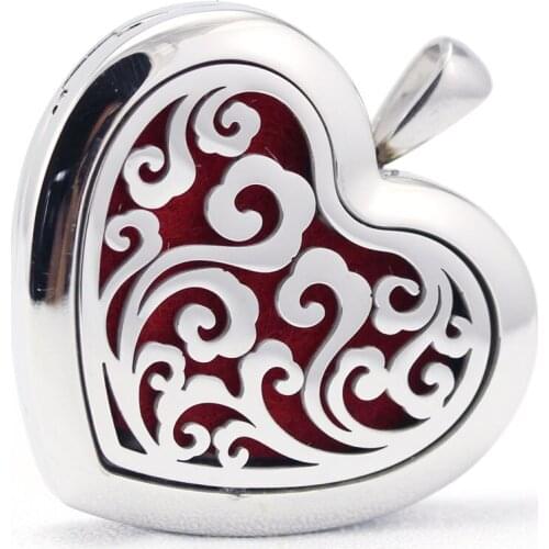 Heart Design Stainless Steel Lucky Cloud Design Aromatherapy Aroma Essential Oil Diffuser Necklace