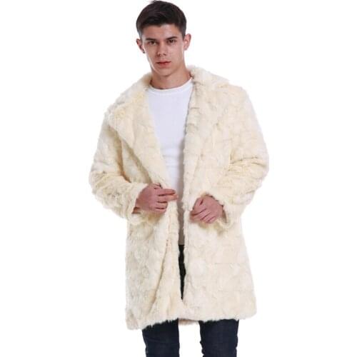 Faux Fur Coat For Men Winter Thick Warm Overcoat Simple Charming Solid Long Streetwear Fashion Luxury Male Coats Plus Size