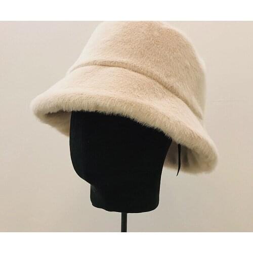 Bucket Hats Retro Imitation Rabbit Hair Cute Caps Female Autumnwinter Sweet Lovely Plush Fisherman Hat Warm Thickened Basin Hat
