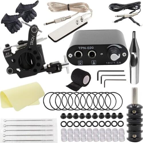 Yuelong Complete Tattoo Kit Tattoo Machine Gun Coils Machine Kit Tattoo Ink with Tattoo Power Supply Foot Pedal Tattoo Needles