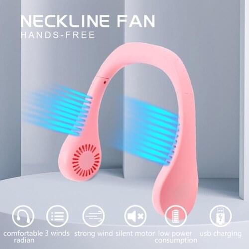 Mini USB Portable Fan Neck With Rechargeable Battery Ultra quiet wind Wearable Fan handheld Air Cooler Conditioner Outdoor