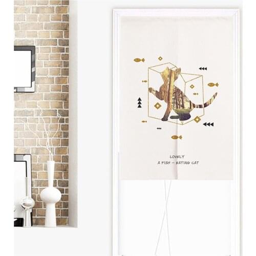 Geometric Simplicity Cotton Linen Fabric Curtain Kitchen Bedroom Door Curtain Geomantic Partition Curtain Home Decoration