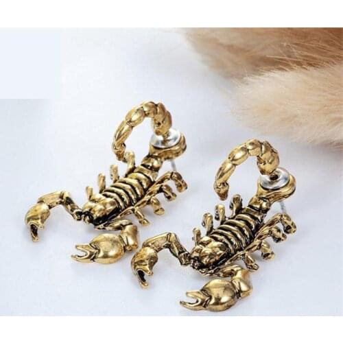 1 Pair 3D Scorpion Stud Earrings Boucle Oreille Vintage Strange Things Cool Mens Earrings Oorbellen