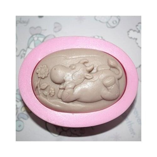 Silicone soap mold C246 cow oval shape fondant cake chocolate clay mould wholesale mould tools