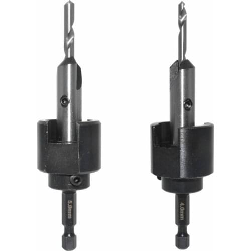 Woodworking Countersink Drill Bits Depth Stop Adjustable Collar Hex Shank Wrench A9LB