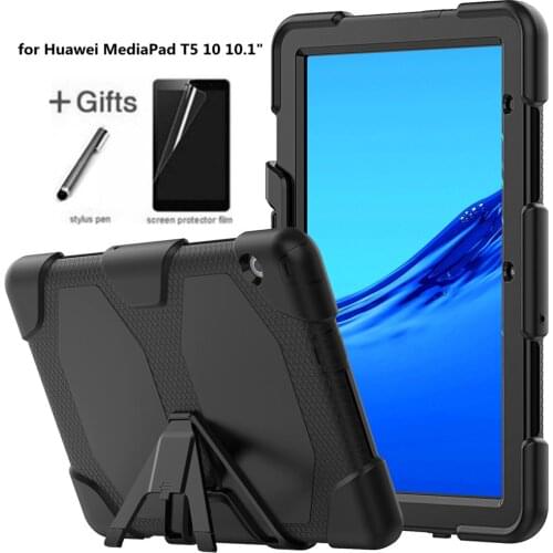 Shockproof Silicone tablet case For Huawei MediaPad T5 10 10.1" cases AGS2-W09/L09/L03/W19 Detachable Kickstand Shockproof Cover