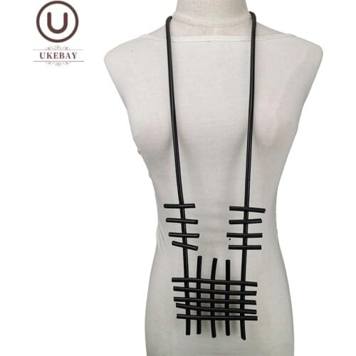 UKEBAY Geometric Pendant Necklaces Women Statement Necklace Black Rubber Jewelry Gothic Sweater Chain Waterproof Beach Jewellery