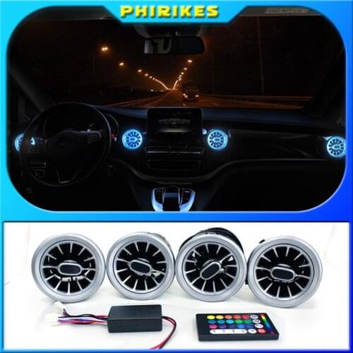 LED Air Outlet 64 Colors For Mercedes Benz V Class W447 Vito V250 Interior Front Console Air Condition AC Vent Turbo Style