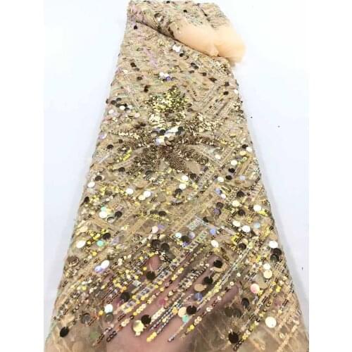 High Quality Lace Fabric Sequin Embroidery French Tulle Mesh Wedding Dress Skirt Childrens Clothing Sewing Accessories 5 Yards