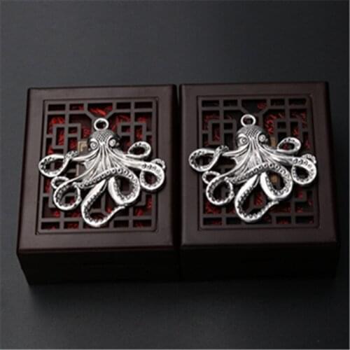 WKOUD 2pcs Silver Color Metal Octopus Wang Charm Necklace Keychain DIY Fashion Jewelry Alloy Pendants 54*53mm A899