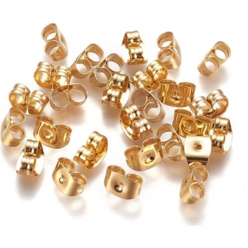 50pcs 304 Stainless Steel Ear Nut Earring Backs for DIY Earrings Findings Ear Back Stopper Jewelry Making Accessories 6x4.5x3mm