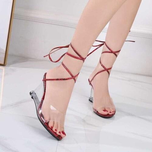 Women Two Wear Serpentine Sandals High Heels Summer Wild Slippers Womens Shoes Simple 8CM Transparent Wedge Heel Strap Sandals