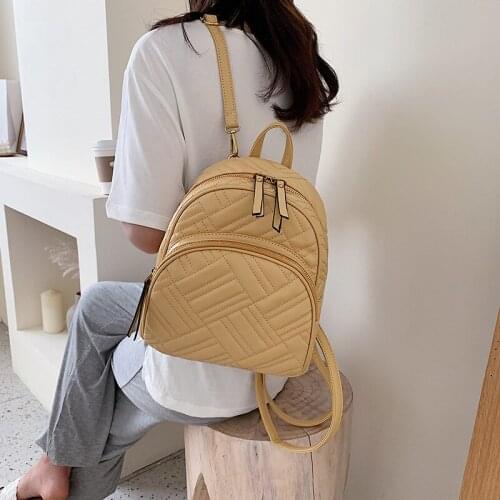 Womens Leather Backpack Fashion Candy Color Travel Bag Female Rucksack Casual White School Bags for Teenage Girls MD0276