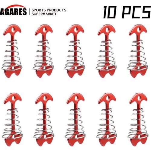 10 pcs Spiral Shaped Spring Octopus Deck Peg with Carabiner Hooks Durable Rope Buckle Tent Hooks Board Pegs For Camping Hiking
