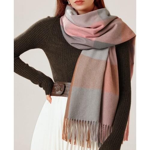 2021 Plaid Shawl Scarf Stripe Elegant Aristocratic style Autumn Winter Scarf New Imitation Of Cashmere scarf Women