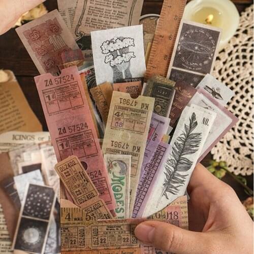 40 Pcs/Bag Vintage Antique Books Moon Phase Flower Washi Paper Sticker Decoration Stickers DIY Diary Scrapbooking Label Sticker